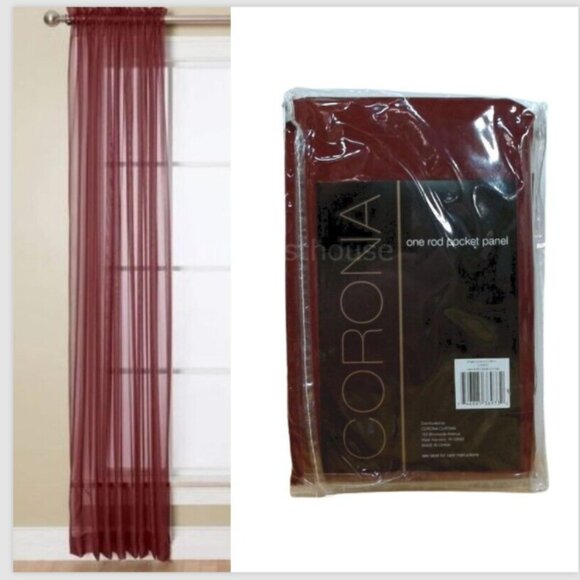 Corona Curtain Angelica 2-pc Window Curtain Panel, 59"x108", Crimson - Picture 2 of 2